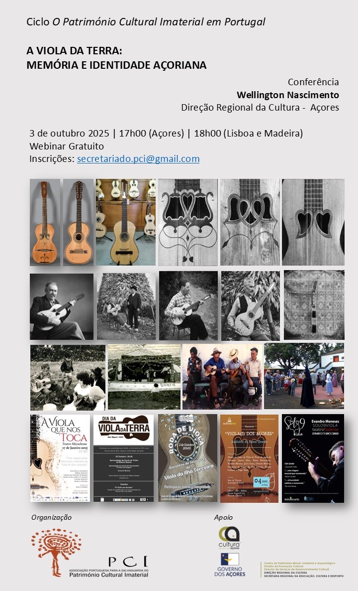 A VIOLA DA TERRA: MEMRIA E IDENTIDADE AORIANA, a realizar-se no dia 3 de outubro, pelas 17 horas (Aores) webinar